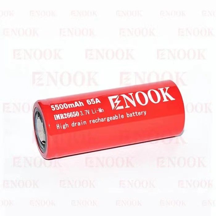 Yang paling laris Enook 26650 sel li-ion 5500mAh 65A tinggi drain 3.7V baterai isi ulang baterai flat top