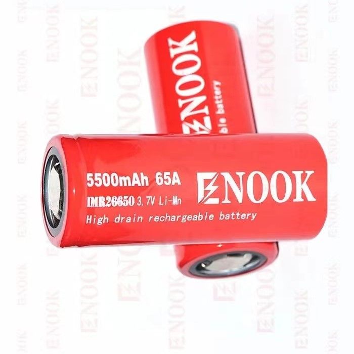 Yang paling laris Enook 26650 sel li-ion 5500mAh 65A tinggi drain 3.7V baterai isi ulang baterai flat top