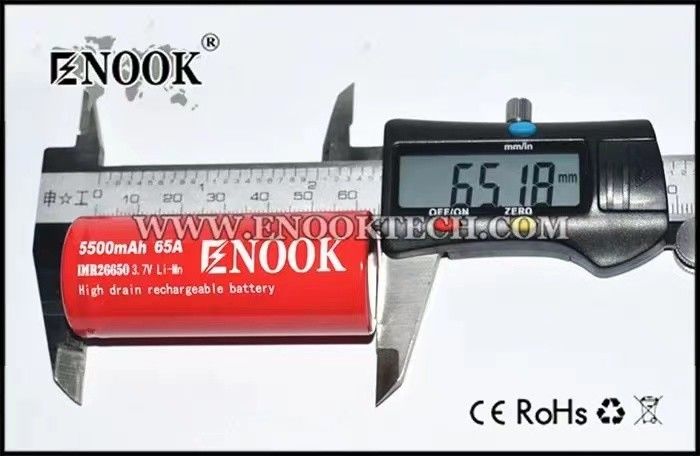 Yang paling laris Enook 26650 sel li-ion 5500mAh 65A tinggi drain 3.7V baterai isi ulang baterai flat top