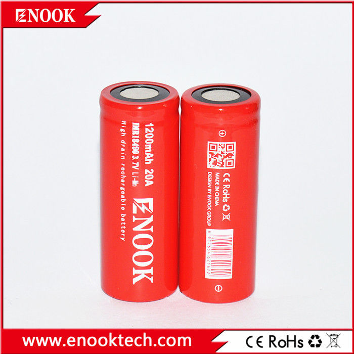 18490 Silinder Lithium Ion Battery Cell 1200mAh 3.7V 20A Untuk Sepeda Listrik