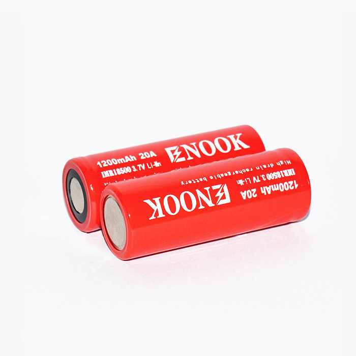 Enook 1200mAh 20A Lithium Ion Baterai Sel 3.7V 18500 Baterai Li Ion isi ulang