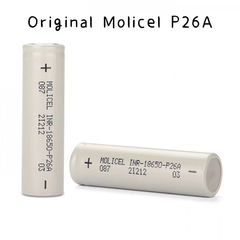 Molicel P26A 18650 Baterai sel Litium Ion 35A 3.7 V Baterai isi ulang 2600mah