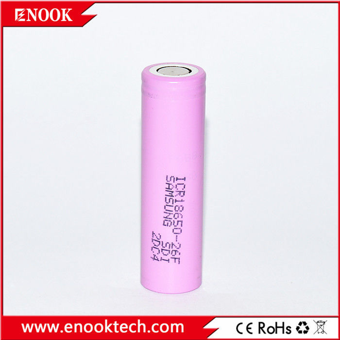 ICR18650 2200 mAh samsung-26F 3.7V Baterai Lithium Ion Terisi ulang Dengan Tingkat Pelepasan Tinggi