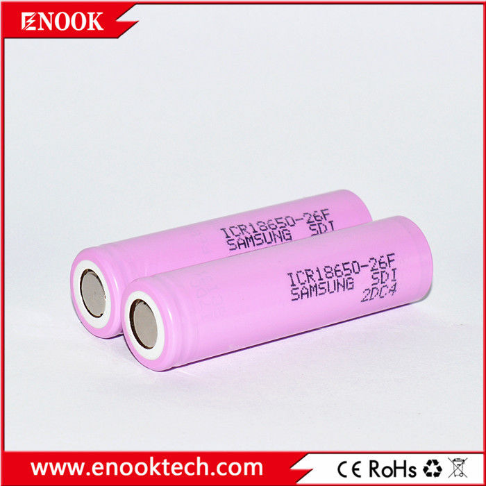 ICR18650 2200 mAh samsung-26F 3.7V Baterai Lithium Ion Terisi ulang Dengan Tingkat Pelepasan Tinggi