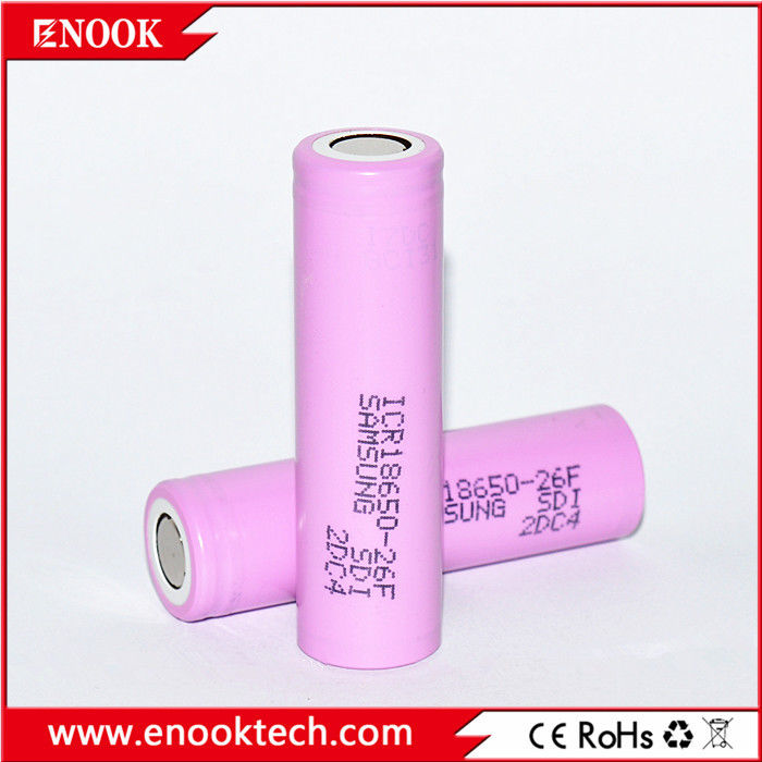 ICR18650 2200 mAh samsung-26F 3.7V Baterai Lithium Ion Terisi ulang Dengan Tingkat Pelepasan Tinggi