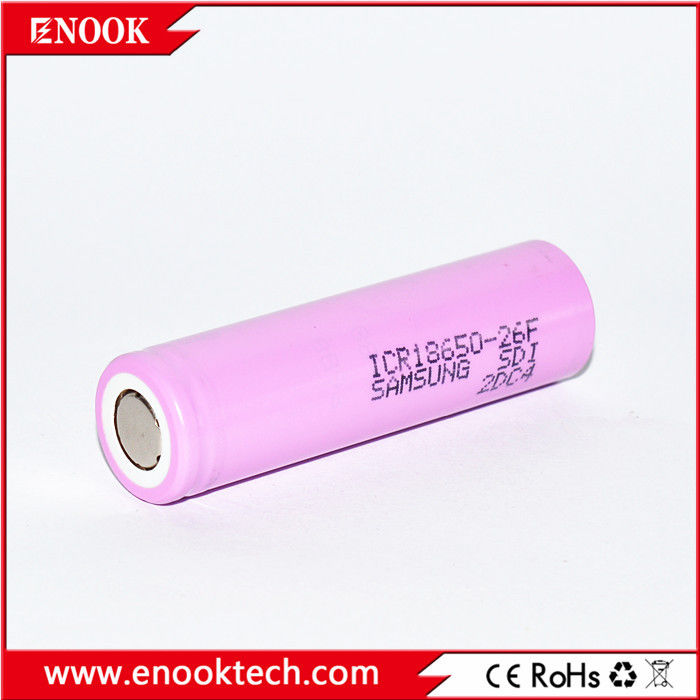 ICR18650 2200 mAh samsung-26F 3.7V Baterai Lithium Ion Terisi ulang Dengan Tingkat Pelepasan Tinggi