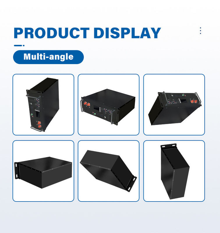 51.2V Hitam LiFePO4 Energi Storage Baterai Untuk UPS, Rak dipasang Baterai Server