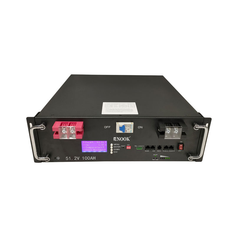 Enook Baterai Lithium 51.2V 100ah 200ah LiFePO4 Server Rack Baterai dengan layar LCD untuk sistem penyimpanan baterai rumah