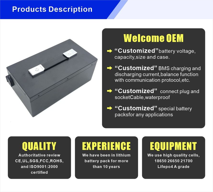 Enook Iron Phosphate Battery Module 48V 72V 50Ah 100Ah Lithium Ion Rechargeable Lifepo4 Battery Pack
