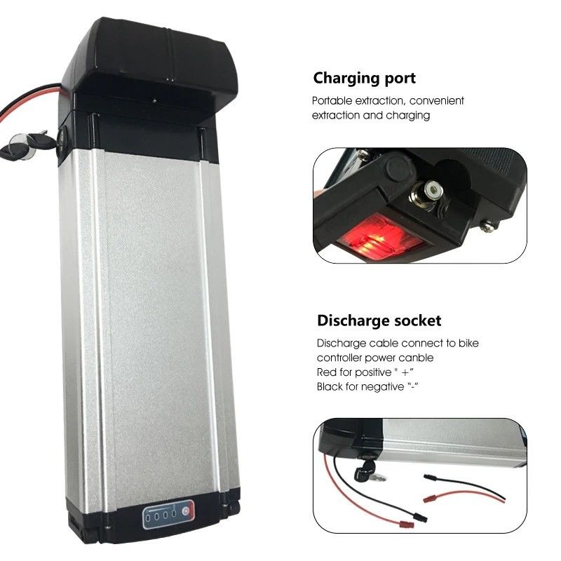 Eco Friendly Rear Rack Ebike Baterai Paket Sliver Lithium Ion Baterai untuk E Bike