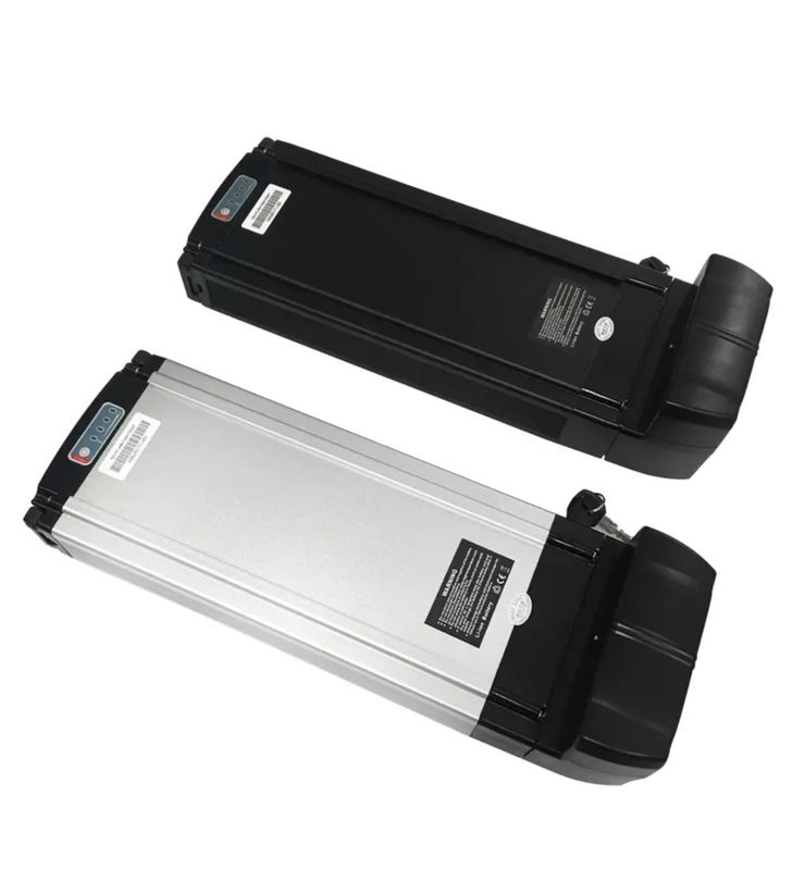 Sepeda listrik Lithium Ion Battery Pack 48V 36V Rear Rack Aluminium Alloy Shell di Perak