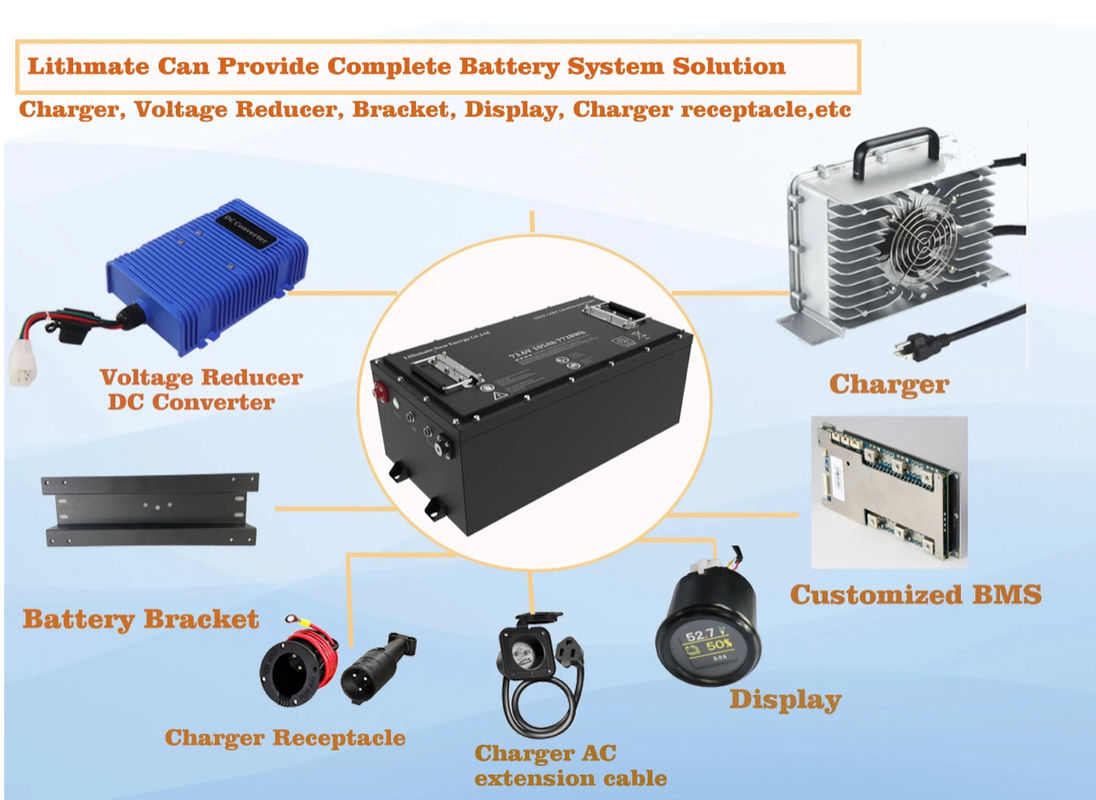 Baterai Lithium Iron Phosphate yang ramah lingkungan Baterai Lithium Ion Golf Cart Baterai 472*334*243mm
