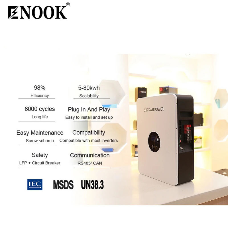 Kustomisasi 51.2V 100A 5.12KWh Lifepo4 Home Storage Battery Dengan Smart BMS