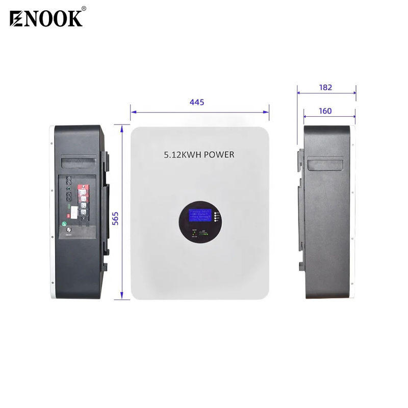 Kustomisasi 51.2V 100A 5.12KWh Lifepo4 Home Storage Battery Dengan Smart BMS
