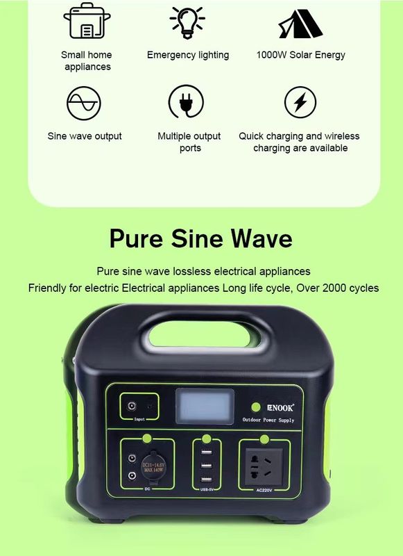 500Wh LiFePo4 Baterai Rumah Energi Penyimpanan Daya Surya 1000W Portable Power Station