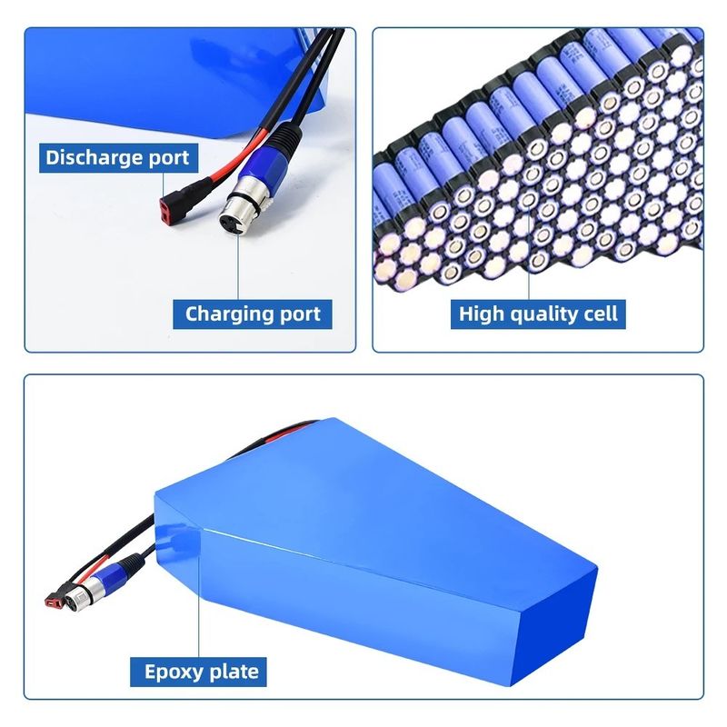 18650 Cell Triangle 36V/ 48V/ 52V/ 60V/ 72V Baterai Sepeda Listrik dengan Kapasitas 13Ah~17.5Ah