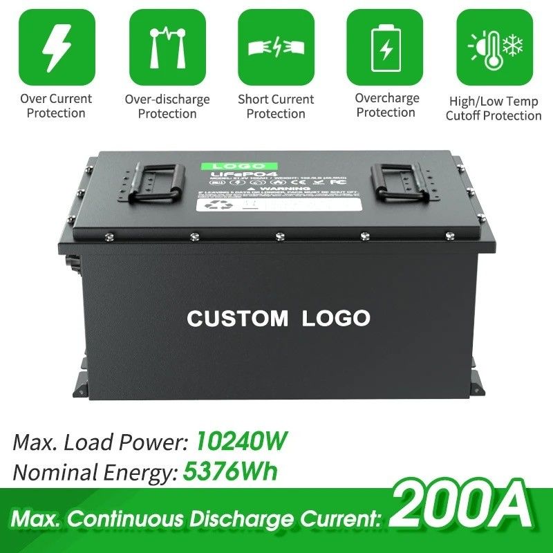 58.4V 100ah 105ah 200ah Golf Cart LiFePO4 Lithium Ion Baterai Listrik Paket 51.2V Deep Cycle IP64