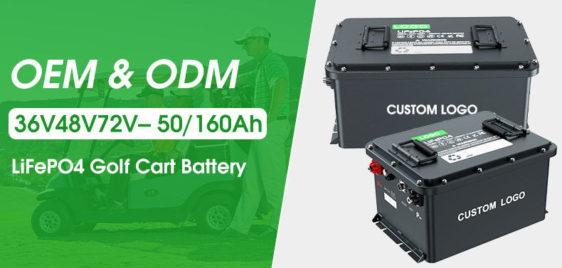 58.4V 100ah 105ah 200ah Golf Cart LiFePO4 Lithium Ion Baterai Listrik Paket 51.2V Deep Cycle IP64