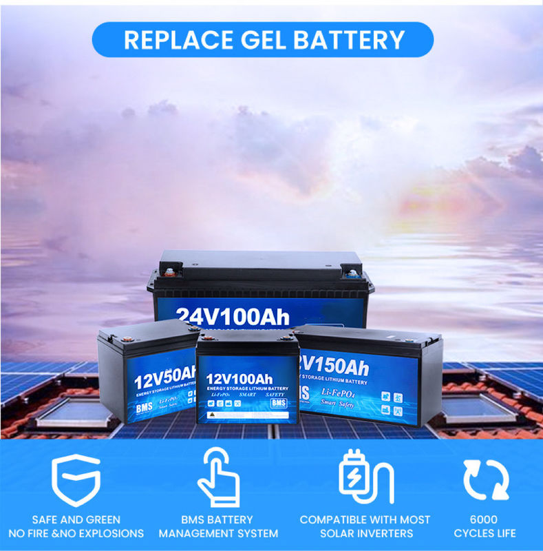 Hidup Siklus mendalam 4000 Kali 12V 200ah Baterai LiFePO4 untuk Sistem Penyimpanan Surya Rumah dan RV